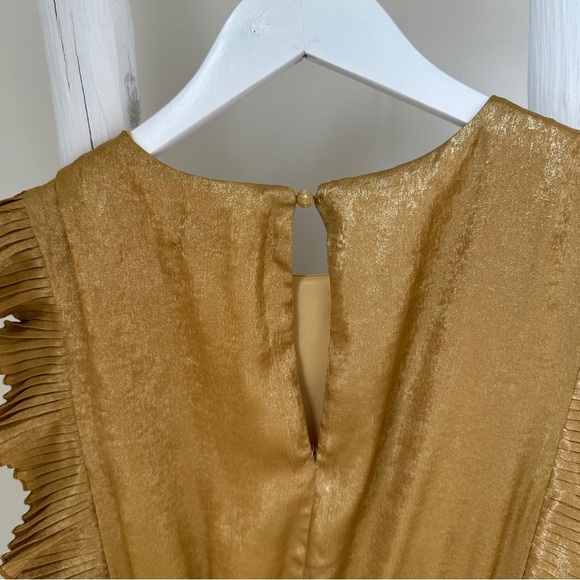 fab'rik Gold Sleeveless Ruffled Mini Dress Size Small - Picture 3 of 11